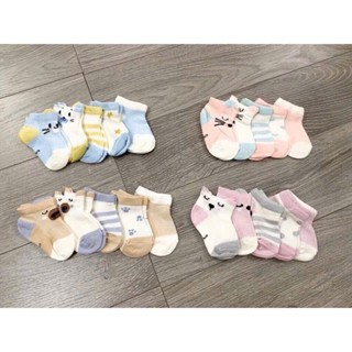 Set 5 Đôi Tất Vớ Điều Hòa Kids Socks Hình Thú Cho Bé 0-18m