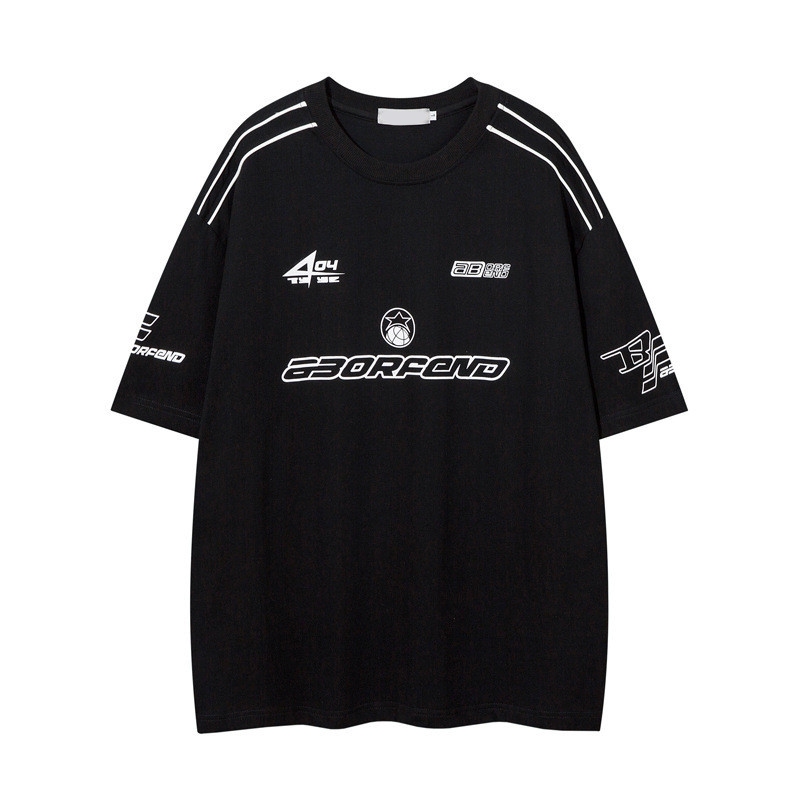 Áo thun Cotton ngắn tay in chữ hiphop dành cho nam và nữ, áo phông dáng rộng