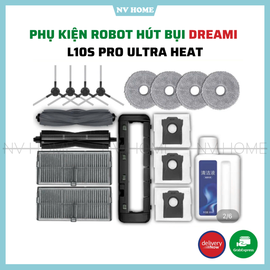 Phụ kiện robot hút bụi Dream L10S Pro Ultra Heat khăn, lọc, chổi cạnh, chổi lăn cao su