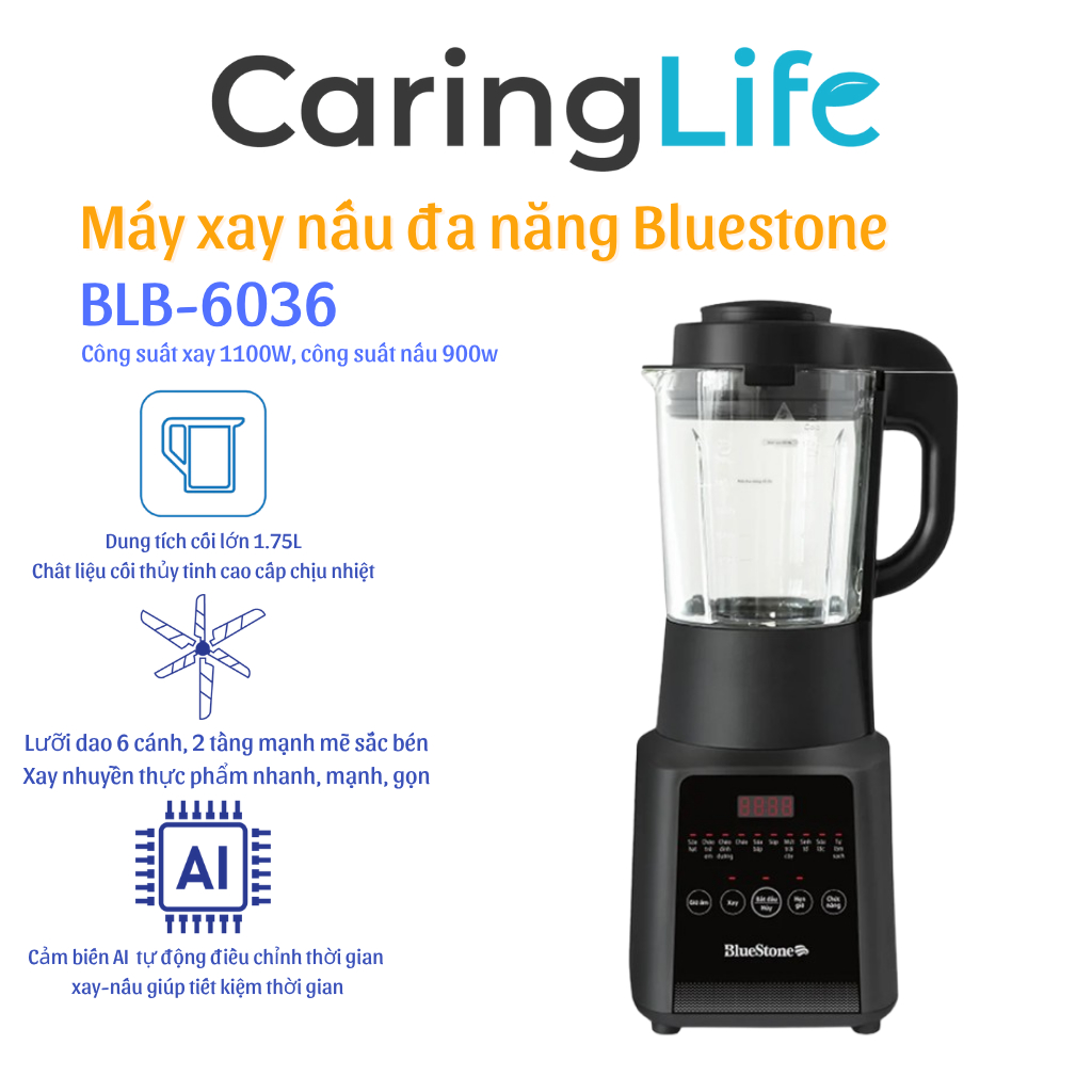 Máy Làm Sữa Hạt Đa Năng BlueStone BLB-6036 1.75 Lít Hàng chính hãng Bảo hành 24 tháng