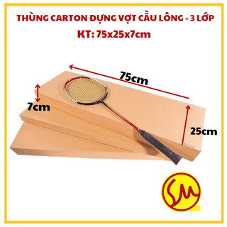 ( 75x25x7 ) Thùng carton, Hộp giấy carton đựng vợt cầu lông ship COD - thùng nắp trùm tiết kiệm băng dính - ( 3lớp )
