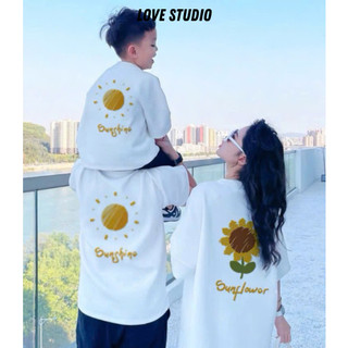 Áo gia đình mùa hè hình Mặt trời Hướng dương cho bố mẹ trẻ em thun phông cotton cao cấp [A501_02]