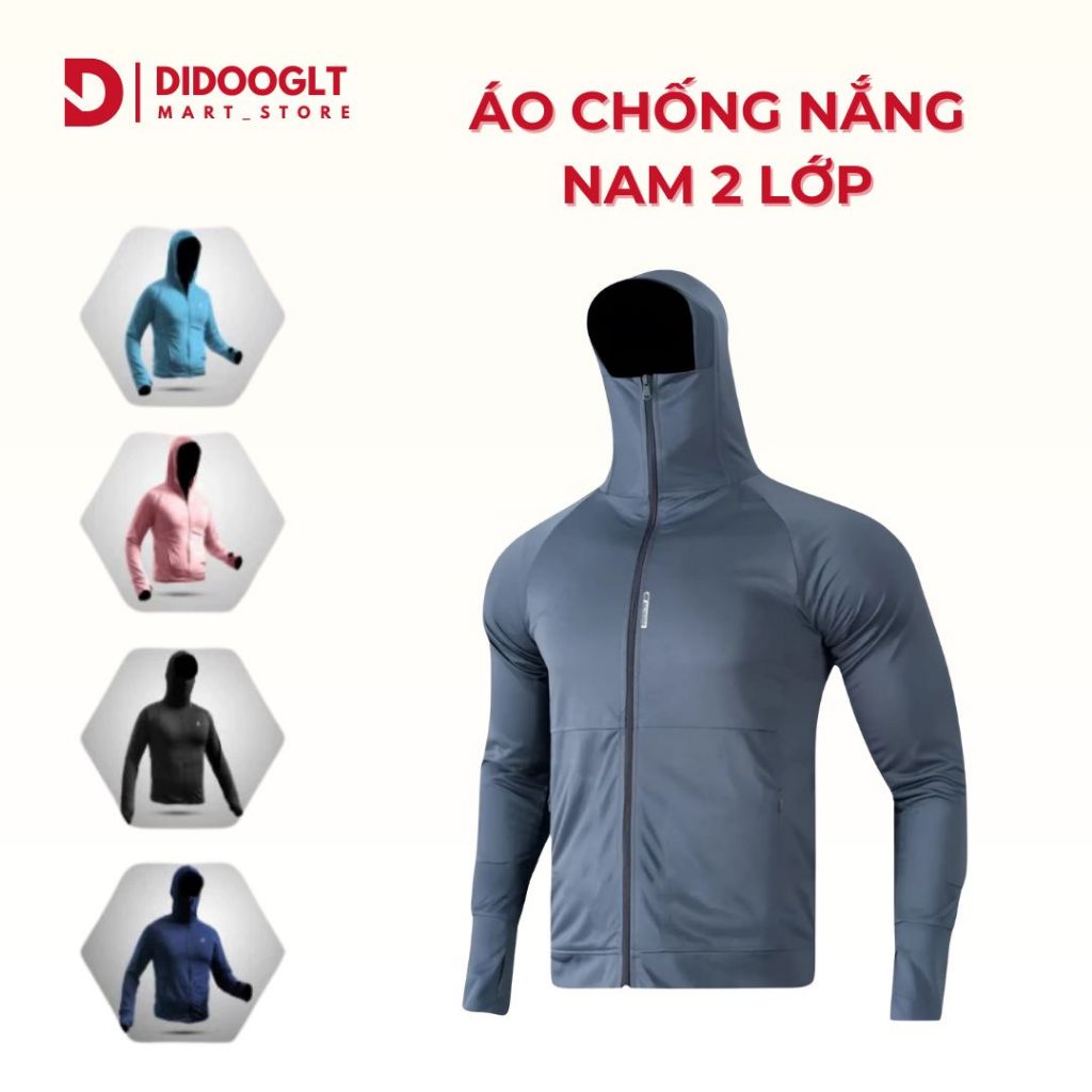 Áo chống nắng nam 2 lớp DIDOOGLT thoáng khí, chống tia UV cao cấp,co dãn 4 chiều thời trang
