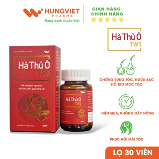 Viên uống HÀ THỦ Ô TW3 - Hỗ trợ mọc tóc, làm đen tóc, chống rụng tóc, làm chậm quá trình bạc sớm HungViet Pharma lọ 30v