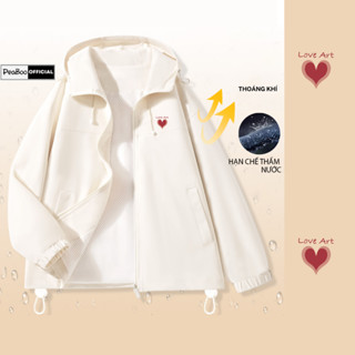  Áo Khoác Gió Nam Nữ Mũ Cao Cấp 2 Lớp PEABOO Mã BST02 In Hình Chống Nước Chống Nắng Form Rộng Kiểu Dáng Unisex 