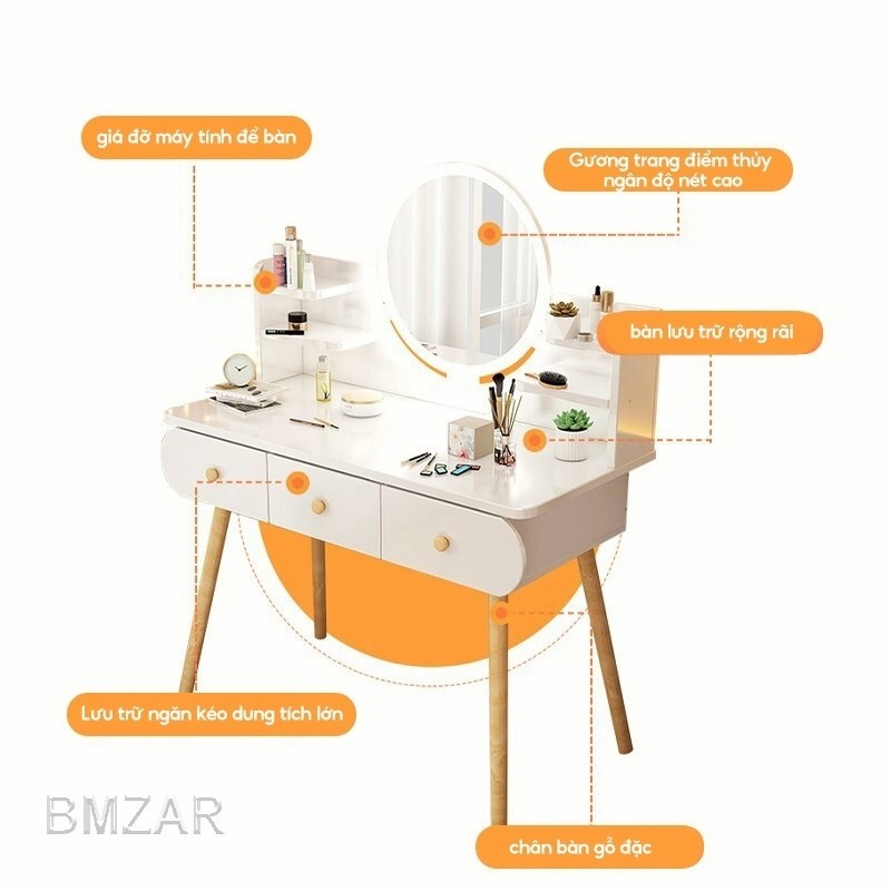 ALOVE Bàn Trang Điểm Hiện Đại Gương Cảm Ứng LED Có Ngăn Kéo Rộng, Dùng Làm Bàn Làm Việc Học Tập | BigBuy360 - bigbuy360.vn