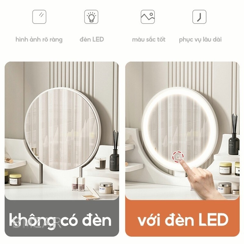 ALOVE Bàn Trang Điểm Hiện Đại Gương Cảm Ứng LED Có Ngăn Kéo Rộng, Dùng Làm Bàn Làm Việc Học Tập | BigBuy360 - bigbuy360.vn