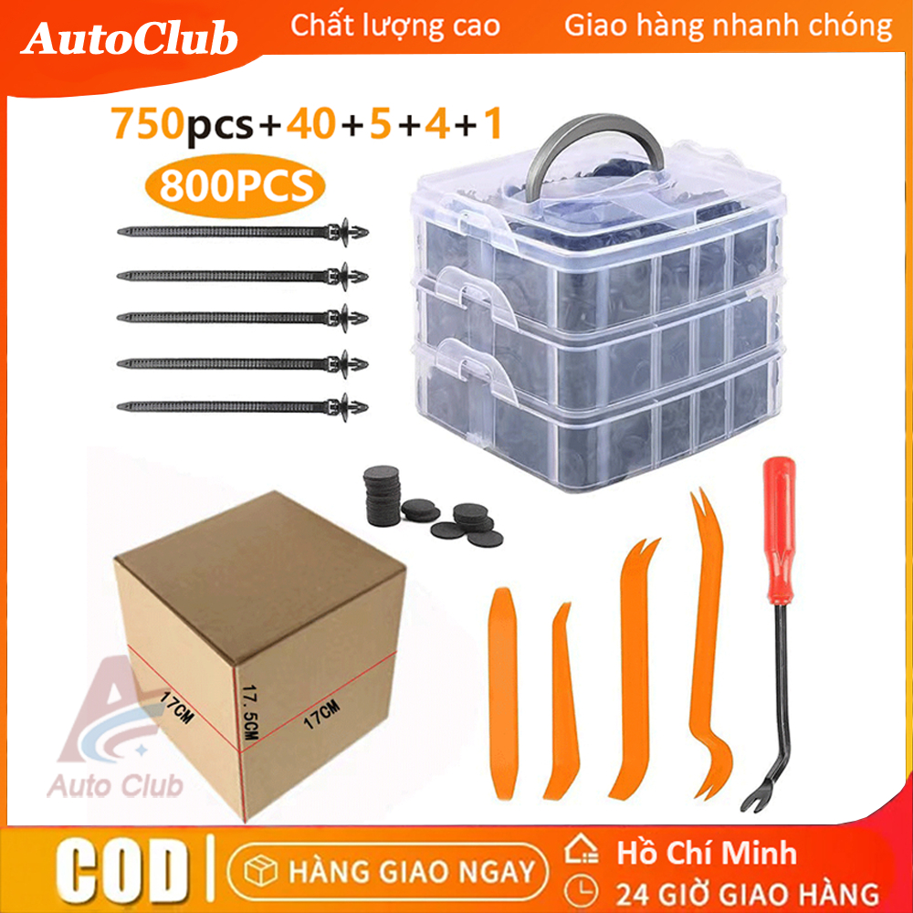 [ Vít nhựa ] Ốc vít nhựa ô tô, cản xe 800PCS cố định đinh tán nhựa, kẹp nhựa ô tô
