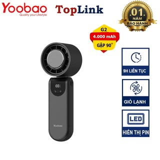  Quạt Cầm Tay Mini Yoobao G2 Siêu Mát Công Suất 8W Pin 4000mah 100 Cấp Gió Với Sò Lạnh  Màn Hình Thị Pin Có Dây Đeo Cổ 