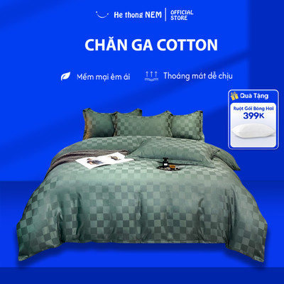 Bộ Chăn Ga Gối Đệm 5 Món Cotton 5F He thong NEM Cao Cấp Bộ Vỏ Chăn Drap Ra Gối Nệm Đệm Phủ Trải Giường Êm
