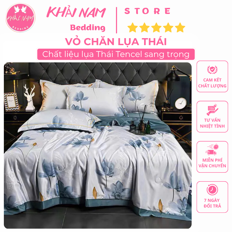 Vỏ Chăn Lụa Thái Tencel Kéo Khóa Lồng Được Ruột Kích Thước 1m9x2m  Mềm Mịn Thoáng Mát Cho Mùa Hè