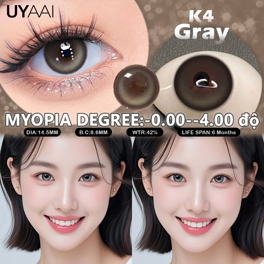 1 cặp Kính áp tròng MCK1 UYAAI len mắt K4 lens xám tây lens 14.5mm lens