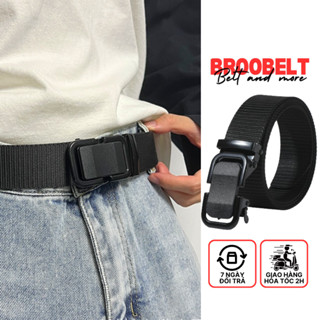 Thắt lưng unisex vải canvas Broobelt dây nịt dù basic khóa tự động bản dây 3.3cm cho nam nữ siêu bền