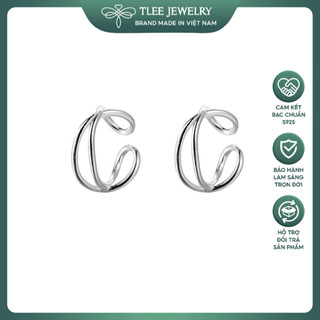 Khuyên tai bạc s925 TLEE kẹp vành tai thiết kế đan chéo cánh cung không cần xỏ lỗ TLEE JEWELRY B0579