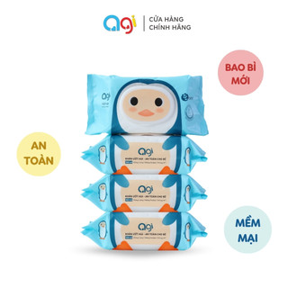 Combo 4 gói khăn giấy ướt Agi 100 tờ không hương an toàn, siêu tiết kiệm (BAO BÌ MỚI)