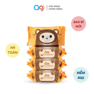 Combo 4 gói khăn giấy ướt Agi 100 tờ không hương an toàn, siêu tiết kiệm (BAO BÌ MỚI)