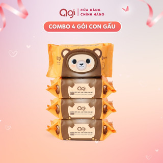 Combo 4 gói khăn giấy ướt Agi 100 tờ không hương an toàn, siêu tiết kiệm (BAO BÌ MỚI)