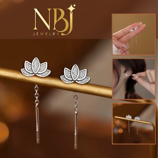 Khuyên Tai Hoa Sen Bạc NBJ S999 Cao Cấp – Kiểu Dáng Tua Rơi Nhẹ Nhàng, Tôn Vẻ Đẹp Thanh Khiết Của Phái Đẹp