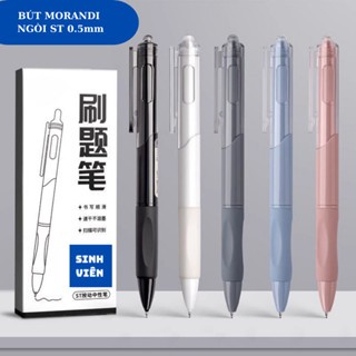 COMBO Bút Bi Bấm Mực Đen, Bút Gel Ngòi 0.5mm Màu Morandi Basic Vỏ Nhựa Nhiều Màu Morandi ( BGTT )