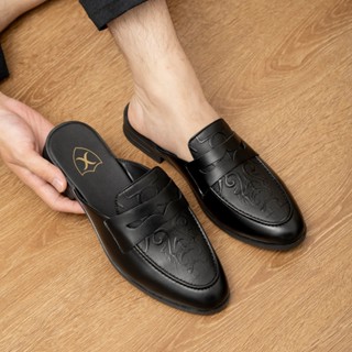 Giày Sục Nam Minh Giang Chất Liệu Da Bò Đế Cao Su Khâu Chắc Chắn Mã L236 Màu Đen