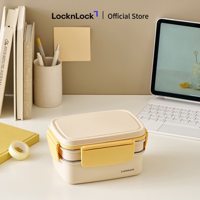 Hộp cơm inox 2 tầng LocknLock STS 2 Tier Lunchbox LCB500 dung tích 1.6L có chia ngăn thép không gỉ - 2 màu