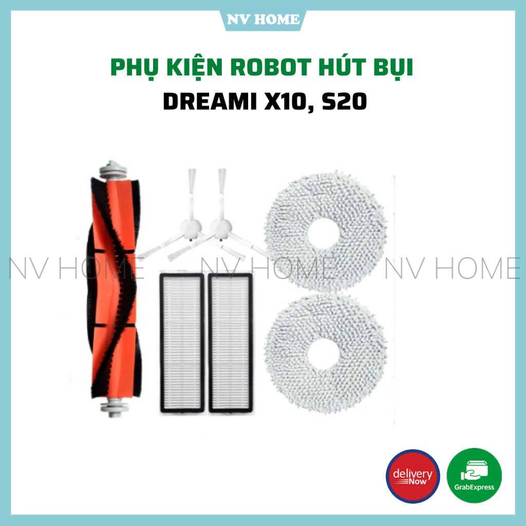 Phụ kiện robot hút bụi dreami x10 ,vacuum x10 plus, x10 ultra, s20, lọc, khăn, túi rác, chổi cạnh