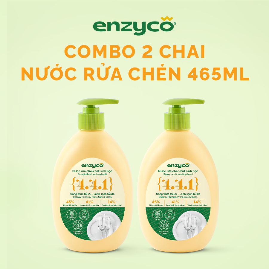 Combo 2 Chai Nước Rửa Chén Sinh Học ENZYCO 465ML, An Toàn Cho Đồ Em Bé