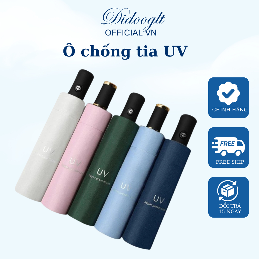Ô Che Nắng Chống Tia UV DIDOOGLT Dù Che Nắng, Mưa Chống Tia UV Cầm Tay Gấp Gọn, Màu Sắc Bắt Mắt
