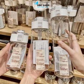  Bình Đựng Nước Trong Suốt 350ml 550ml 800ml Cao Cấp Có Nắp Chống Tràn Và Quai Đeo Silicone 