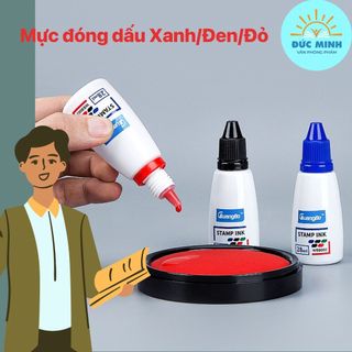 Mực đóng dấu GuangBo CHÍNH HÃNG 28ml 3 màu xanh - đỏ - đen 69002 - vpp Diệp Lạc