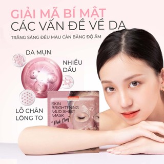 Mặt nạ Đất Sét Hồng Purederm se khít lỗ chân lông, Giảm mụn đầu đen kiểm soát dầu dưỡng da mặt, Giảm thâm sáng da 15g