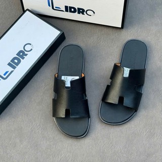  Hot 2025 - Dép Nam Quai Da Bò thật quai dép chữ H sang trọng Đế PU êm ái đúc liền mã DA13+ Quai dép Da bò dập vân + Màu 