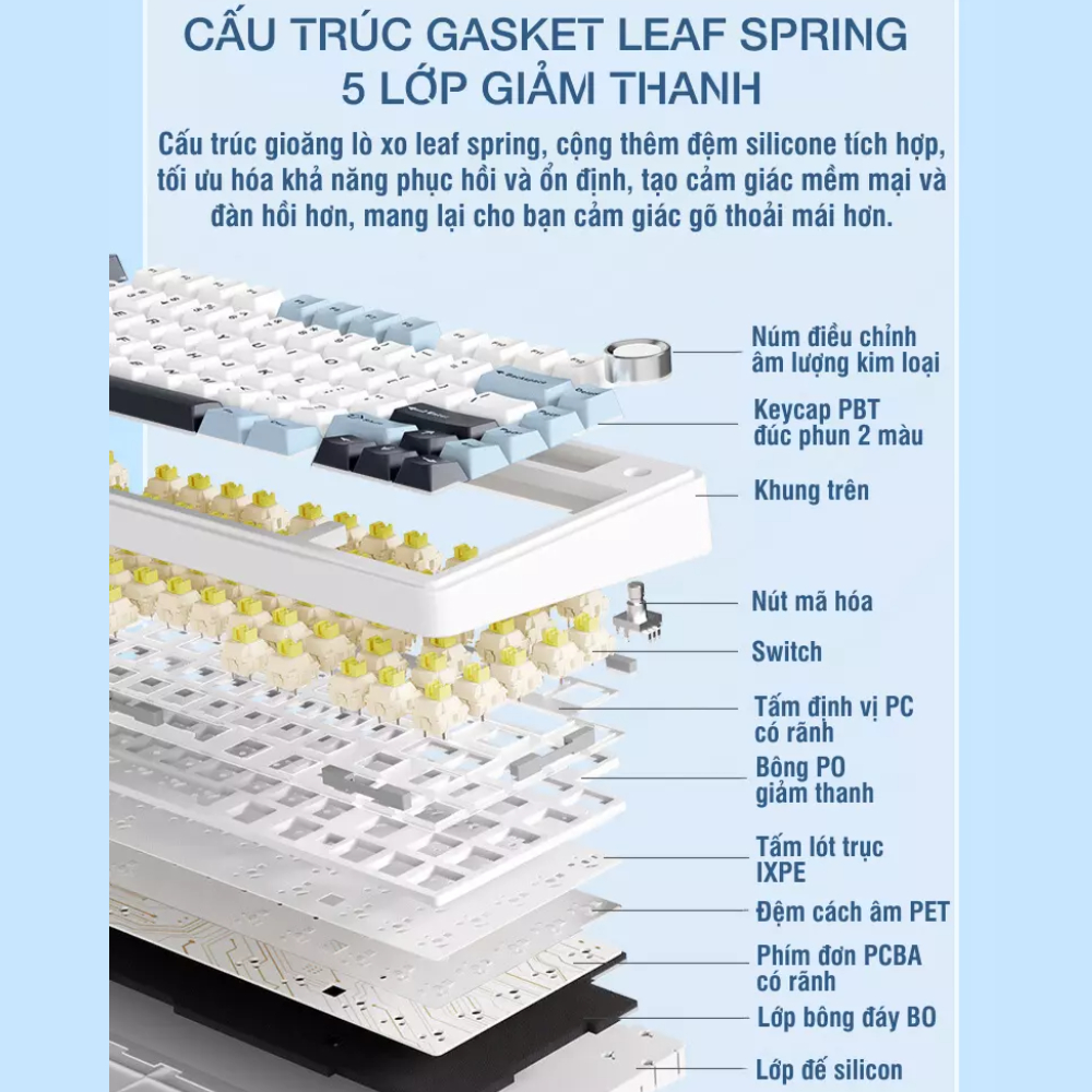 [CHÍNH HÃNG] Bàn Phím Cơ 3 Mode 75% AULA F75 Không Dây Hotswap Kết Nối Bluetooth USB 2.4G Có Núm Vặn Đa Năng | BigBuy360 - bigbuy360.vn