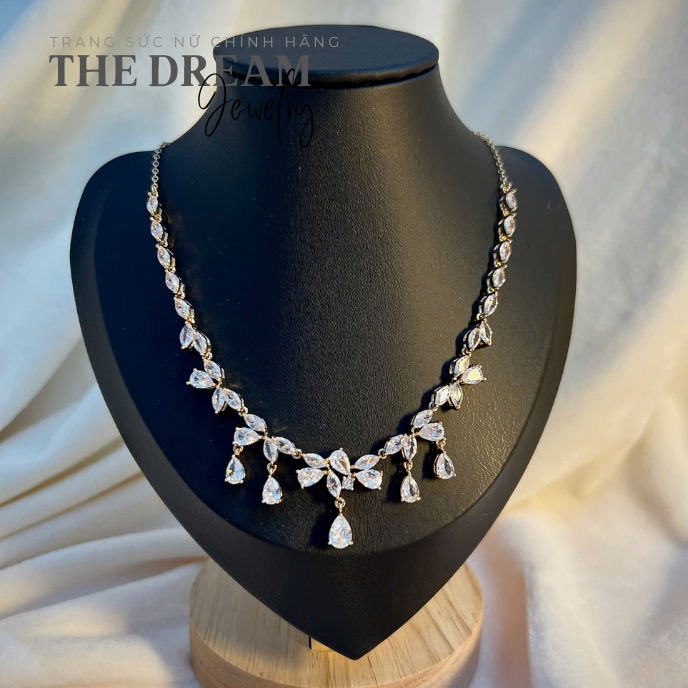 Vòng cổ đính đá CZ đá kép The Dream Jewelry Vòng cổ đính đá CZ sang trọng NR30-22420/P8
