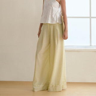 Quần Dài Nữ Gập Linen Trousers Dáng Suông Rộng,Gấu Quần Gập Hai Lớp - oula studios