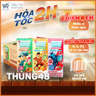 Sữa Kun thạch Thùng 48 hộp 170ml vị Dâu/Cam/Lúa mạch