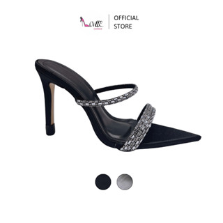 LOVIIECORNER GUỐC NỮ - DÉP CAO GÓT MŨI NHỌN 9 PHÂN - CAO GÓT MŨI NHỌN MULES QUAI NGANG ĐÍNH ĐÁ DD231140