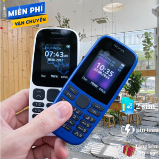 Điện Thoại Nokia 105 4G (Bản 2024) – Nguyên Hộp, Hỗ Trợ 4G, 2 SIM, Pin 1020mAh, Bảo Hành Shop 12 Tháng