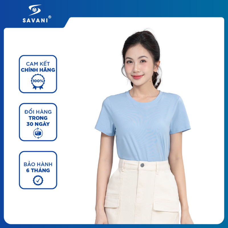 Áo Phông Nữ SAVANI Cổ Tròn, Áo T-shirt Nữ Chất Liệu Co Dãn, Nhiều Màu Sắc, Thấm Hút Mồ Hôi Tốt WTF00