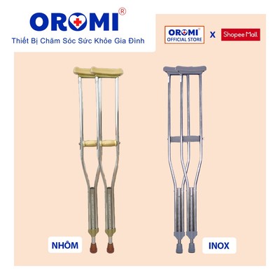 Nạng chống nách OROMI C11/C01 - C12/C02 nhập khẩu - Chất liệu inox/nhôm, cao su mềm - Dụng cụ hỗ trợ người khuyết tật