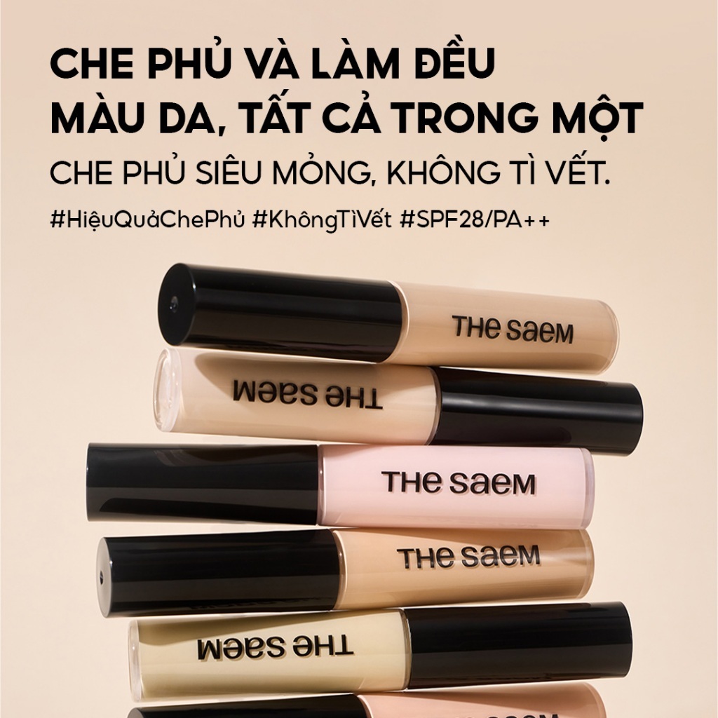 Kem Che khuyết điểm The Saem Cover Perfection Tip Concealer SPF28 6.5g [DUDUBEAUTY] | BigBuy360 - bigbuy360.vn