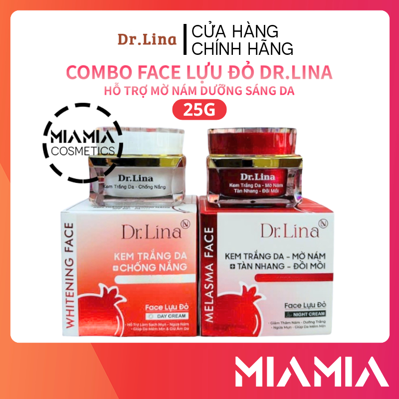 Combo Kem Face Dr Lina Ban Ngày Và Ban Đêm 25g - Kem Face Dưỡng Trắng Giảm Thâm Nám Lựu Đỏ Dr.Lina C
