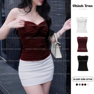 Áo Quây Nữ Xoắn Ôm Body Chất Thun Cotton Co Giãn Basic - Chinh Trần Store