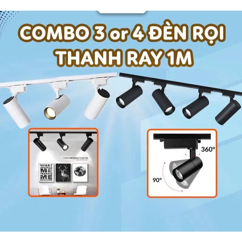 Combo 3 Đèn rọi ray đèn ray công xuất 10W 20W 30W 220V COB đèn ray đèn track light Vỏ nhôm