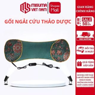 Gối ngải cứu Misuma - cắm điện sưởi ấm giúp giảm đau vai gáy cổ, hương thơm thảo dược dễ chịu