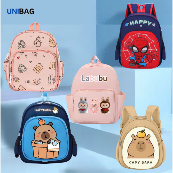 Balo cho bé trai-gái mầm non hoạt hình, Cặp cho trẻ em mẫu giáo siêu ngộ nghĩnh họa tiết công chúa, siêu nhận nhện, iron