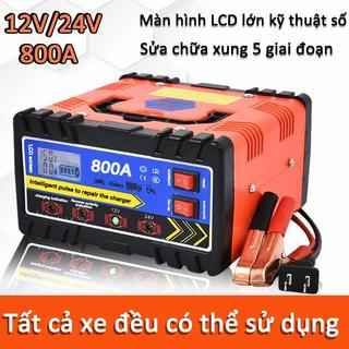 Bộ sạc pin xe thông minh 800A bộ sạc ắc quy 12v/24V cho ô tô xe máy thông minh tự ngắt khi đầy Bộ Sạc Ắc Quy