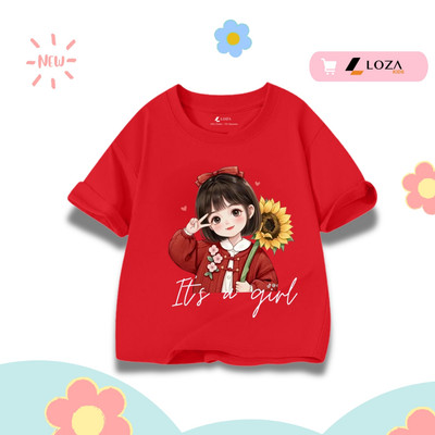 Áo thun cho bé gái in hình bé gái dễ thương nhiều mẫu 2026 - Áo phông trẻ em nữ Loza Kids - AT063