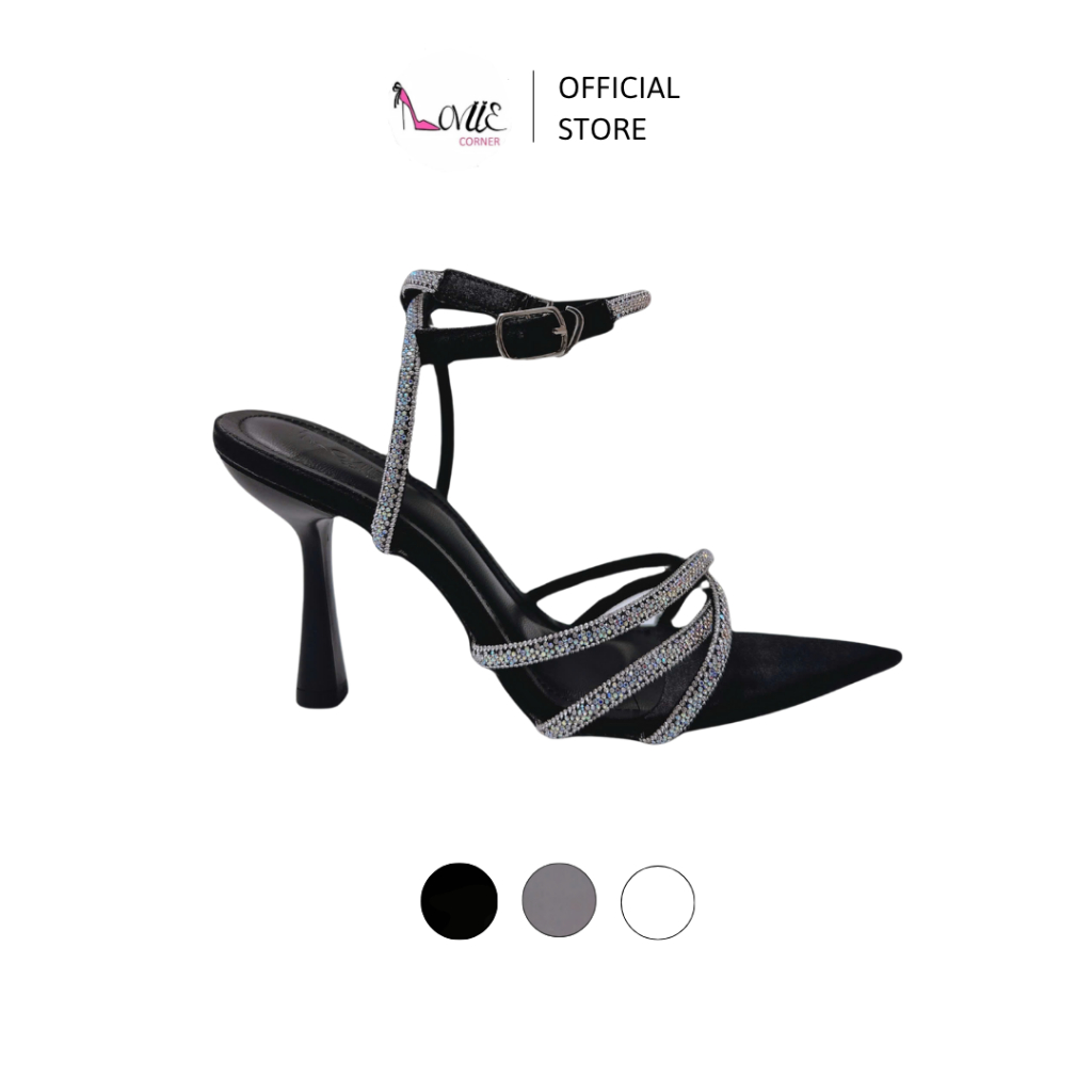 LOVIIECORNER - SANDAL CAO GÓT ĐÍNH ĐÁ QUAI CHÉO KHÓA CÀI CAO 9 PHÂN GÓT TRỤ LOE NHẸ THANH LỊCH - G24