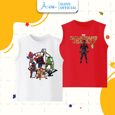[MỚI] Áo thun BA LỖ cho bé trai AORE, Áo phông sát nách in hình AVENGERS Siêu nhân, Siêu anh hùng chất cotton 9-35kg